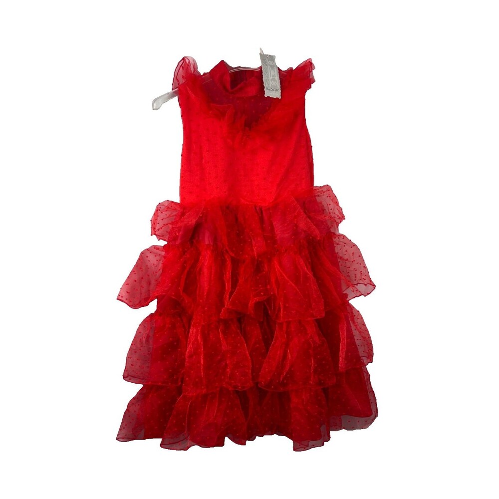 Bow And Girl Girls Red Ruffle Tulle Dress Sleeveless Party Formal 3T (100in)